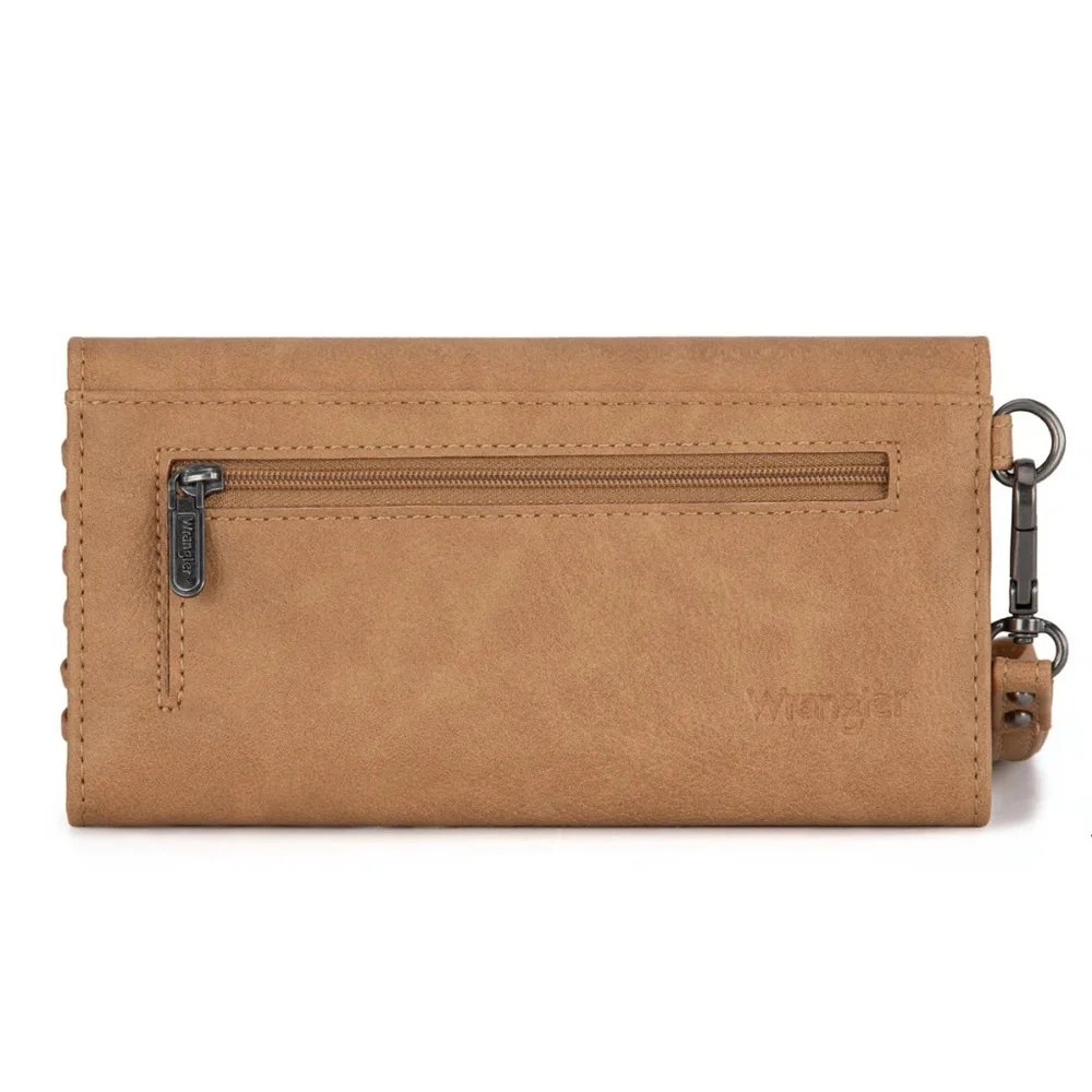 Wrangler Whipstitch Wristlet Wallet Light Brown